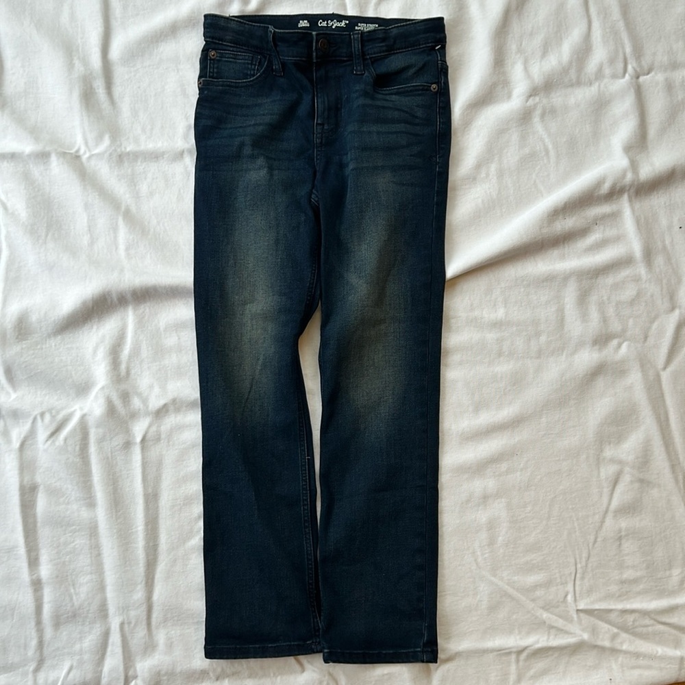 Cat and Jack boys size 12 slim super stretch dark wash jeans excellent condition